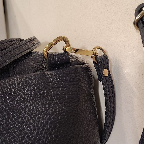 Vera Pelle Convertible Backpack Purse Bag Navy With removable Straps Italy Made - Picture 7 of 14